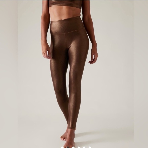 ATHLETA ELATION SHINE TIGHT LEGGING Color  Coffee House Size Large yoga running - Picture 1 of 9